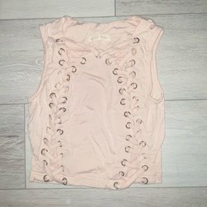 nude/pink crop top